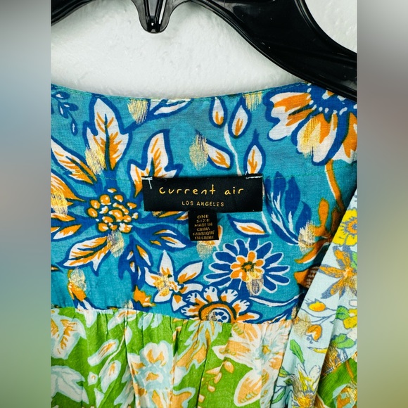 Anthropologie Current Air Floral Kimono Metallic Stamped Duster Cover Up - Picture 4 of 11